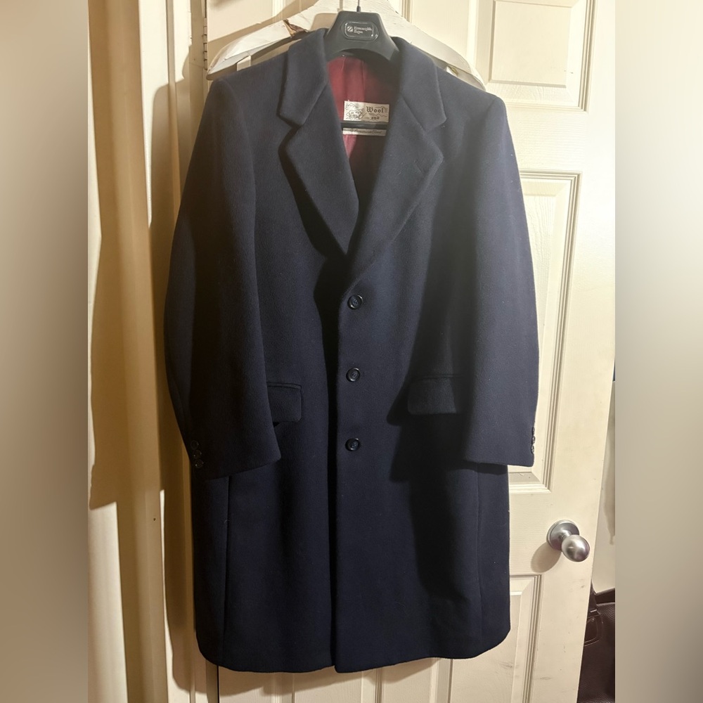 Brooks cashmere Men's Dark Blue wool winter Coat 40s